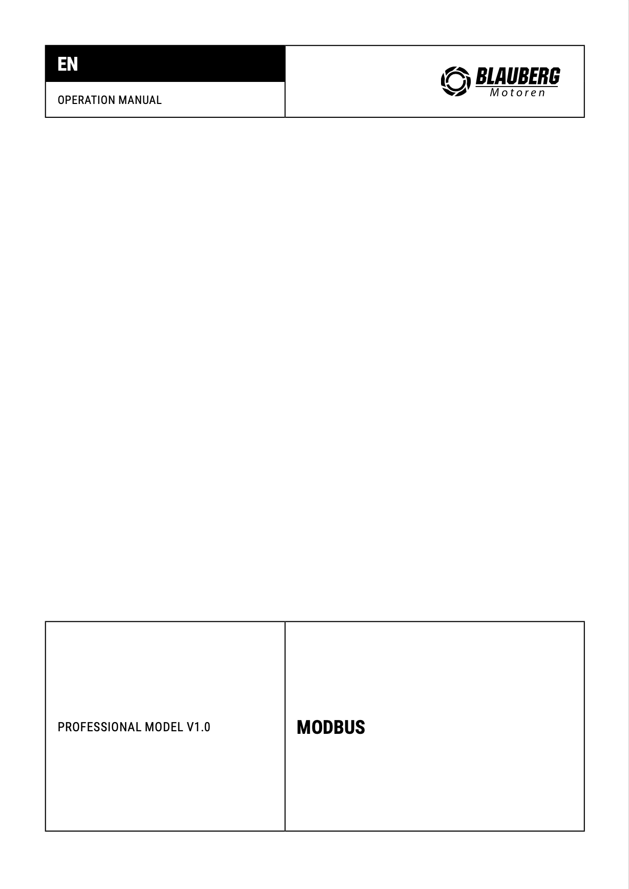 Modbus operating manual